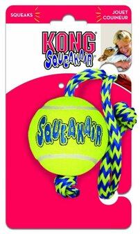 Kong airdog squeaker ball met touw 