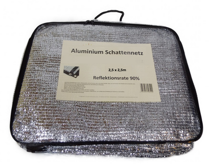 Aluminium Schaduwnetten  90% zonwerend 2,5 x 2,5 mtr