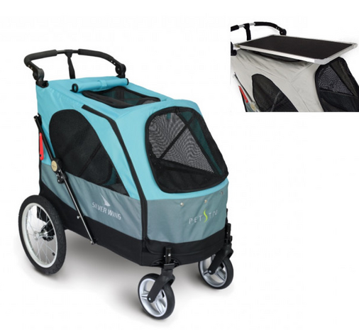 PETSTRO BUGGY SILVERWING MAAT XL  inclusief tafel turquoise-/grijs 